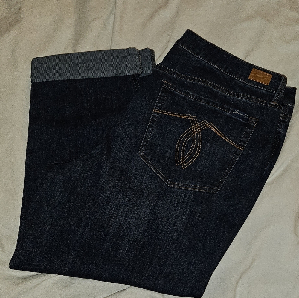 Seven7 Deep Indigo Crop Jeans